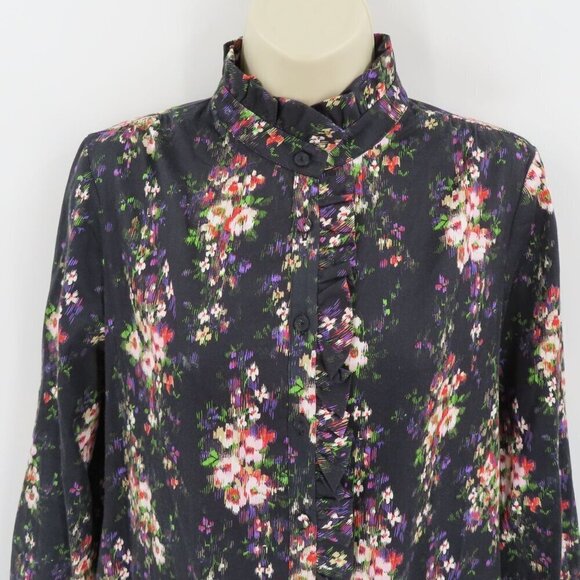 Tuckernuck Women Small Tate Onyx Falling Flowers Bouquet Dress Pleated Floral - Picture 2 of 10